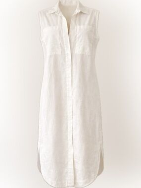 H&M White Linen Shirt Dress Small